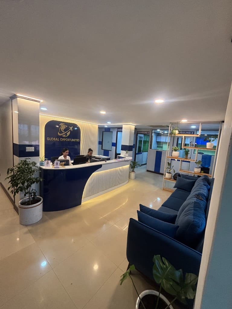 Reception and waiting area at Global Opportunities, a study abroad consultancy in Pokhara